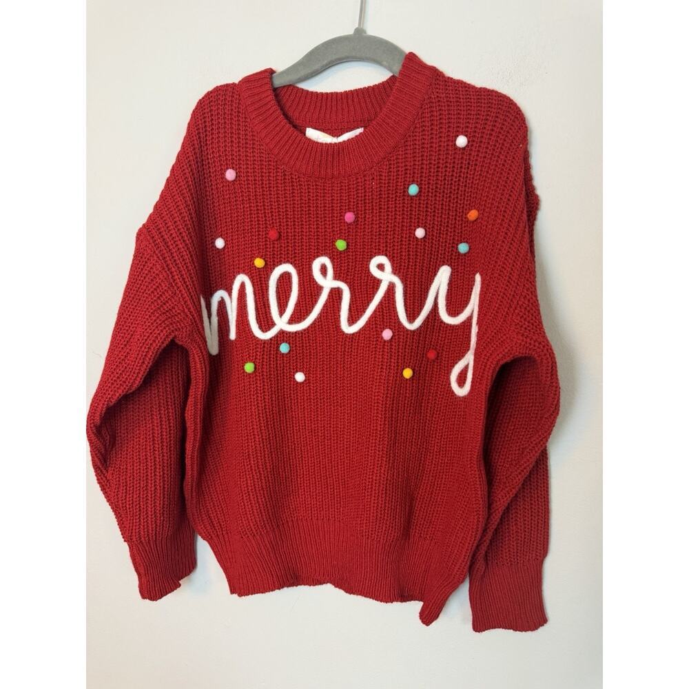 Truly Me "merry" Holiday Christmas Girls Red Sweater Sz 6 NWT